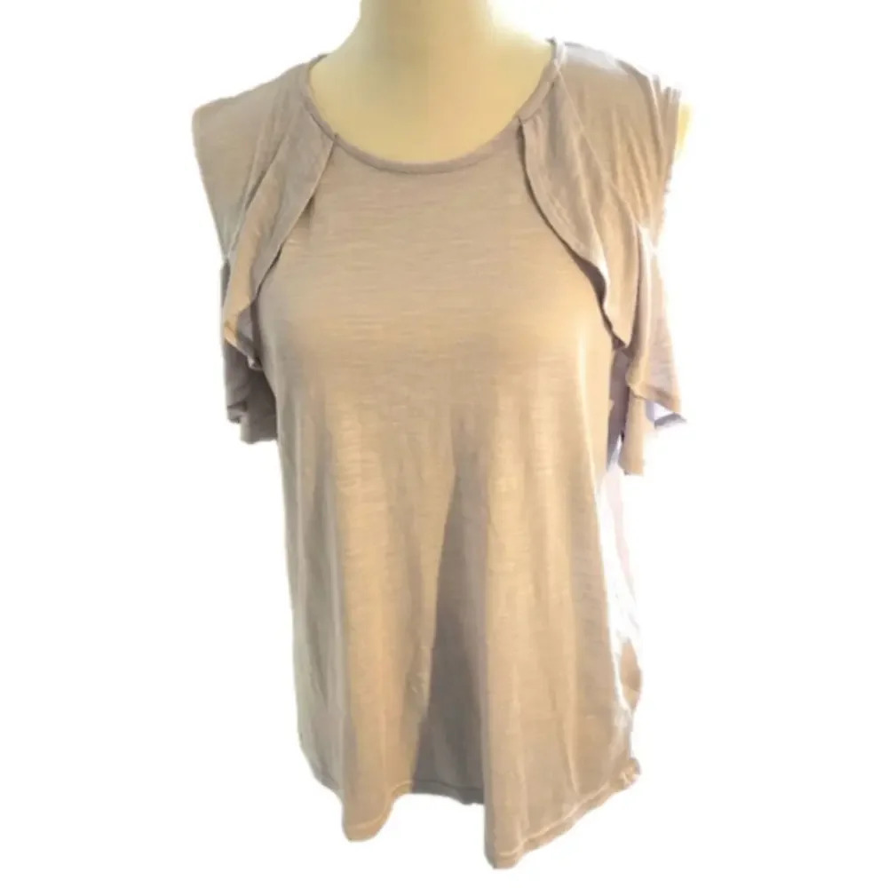 Juicy Couture Cold Shoulder Tee Women’s Size L Gray Pullover Round Neck EUC